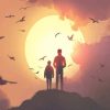 Father and Son Sunset Landscape Paint By Numbers