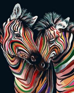 Colorful Zebra Couple Animals Paint By Numbers
