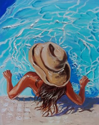 Lady Enjoying The Summer In The Swimming Pool paint by numbers