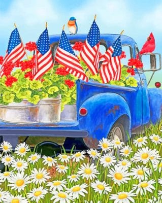 Truck Floral Garden paint by numbers