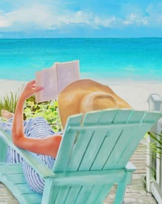 Woman Enjoying The Summer While Reading A Book Paint by numbers