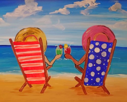 Besties In Beach paint by number