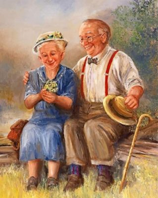 Old Couple In Garden paint by numbers