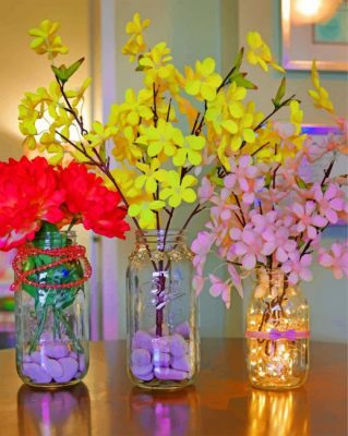 Flowers In Mason Jars Paint by numbers