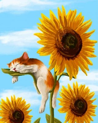 Cat on Sunflower paint by number