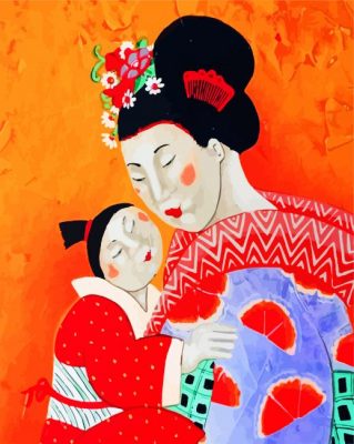 Chinese Woman And Kid Paint by numbers