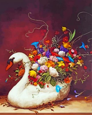 Floral Swan Bird Paint by numbers