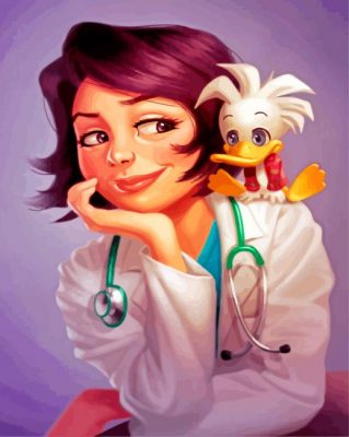 cute-nurse-with-her-little-friend-paint-by-numbers