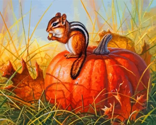 Fall Chipmunk Paint by numbers