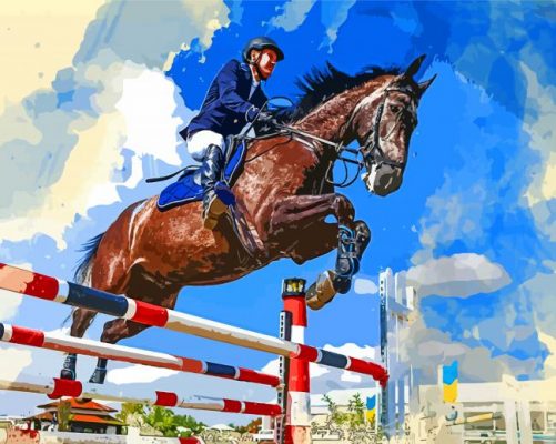 Horse Rider Jumping Paint by numbers