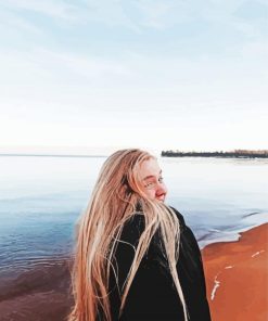 Blonde Long Hair Lady By The Sea Paint By Number