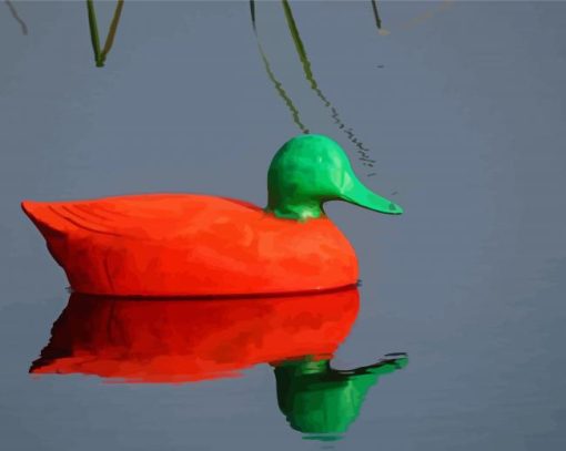 Orange And Green Duck Paint By Number