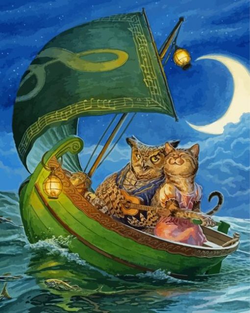 The Owl And The Pussycat On Boat paint by numbers