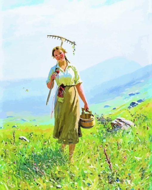 Young Woman In Meadow Paint By Number