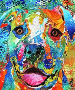 Colorful Abstract Pitbull Dog Paint By Number
