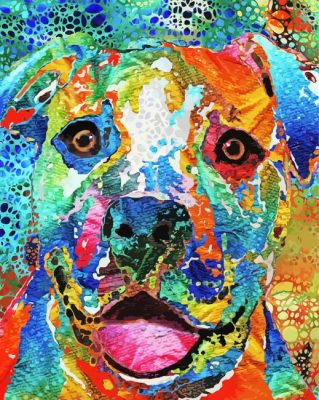 Colorful Abstract Pitbull Dog Paint By Number