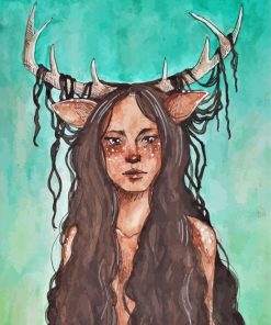 Deer Lady Illustration Paint By Number