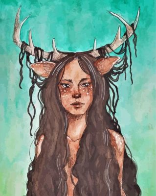 Deer Lady Illustration Paint By Number