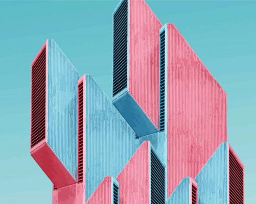 Pastel Geometric Building Paint By Number