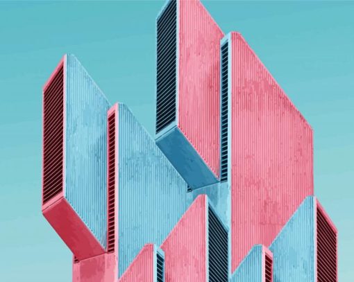 Pastel Geometric Building Paint By Number