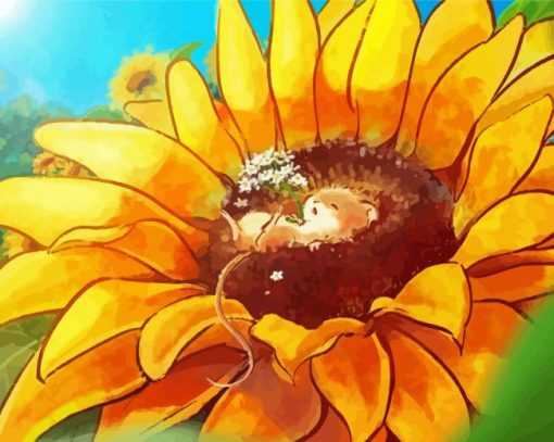 Sunflower With Mouse Art Paint By Number