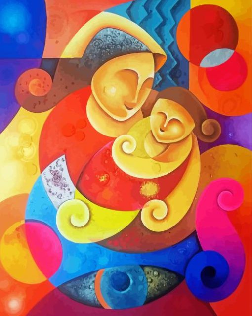 Abstract Mother And Child Art Paint By Number
