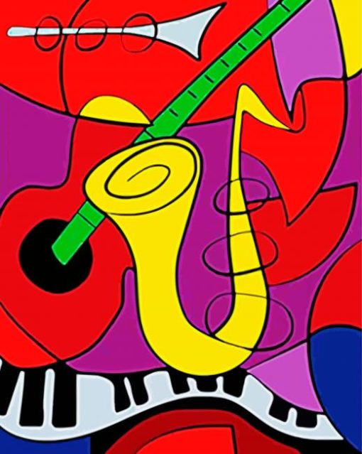 Abstract Picasso Music Instruments Paint By Number