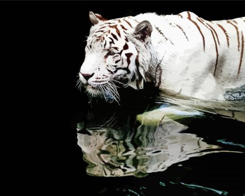 Aesthetic White Tiger Reflection Paint By Number