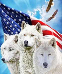 American Flag Wolves And Eagles Paint By Number