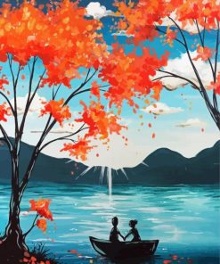 Autumn Stroll In Boat Art Paint By Number