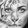 Black And White Tiger Lady Paint By Number