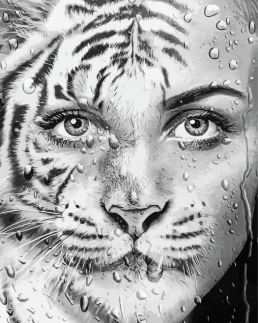 Black And White Tiger Lady Paint By Number