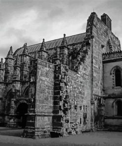Black And White Rosslyn Chapel Paint By Number