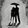 Black And White Couple Under Umbrella Paint By Number