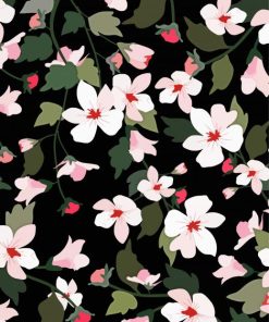 Black And White With Pink Flowers Paint By Number
