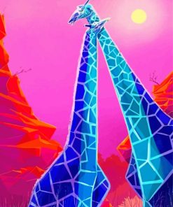 Blue Giraffe Hug Paint By Number