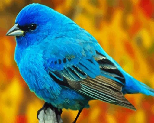 Blue Indigo Bunting Bird Paint By Number