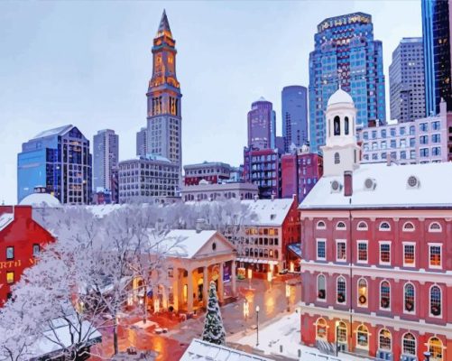 Boston In Winter Paint By Number