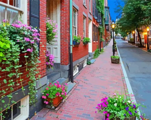 Boston Beacon Hill Street Paint By Number