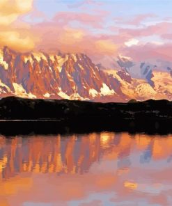 Chamonix Lake At Sunset Paint By Number