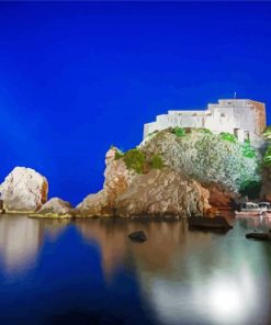 Cliff Side Castle At Night Paint By Number