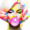 Colorful Marilyn Monroe Blowing Bubble Paint By Number