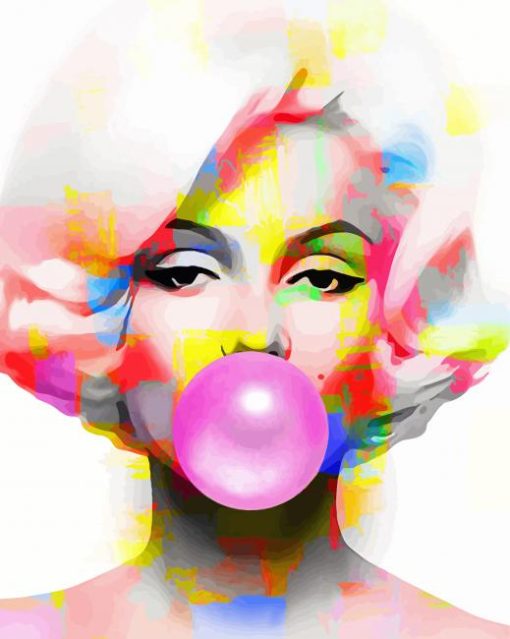 Colorful Marilyn Monroe Blowing Bubble Paint By Number