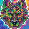 Colorful Trippy Wolf Paint By Number