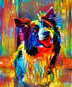 Colorful Border Collie Dog Art Paint By Number