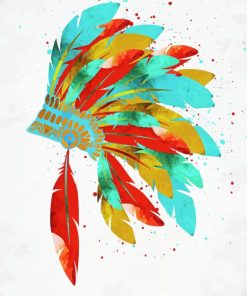 Colorful Native American Headdress Paint By Number