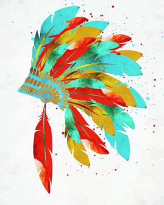 Colorful Native American Headdress Paint By Number