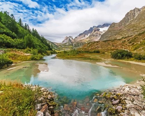 Courmayeur Italy Landscape Paint By Number