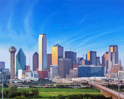 Dallas Skyline Buildings Paint By Number