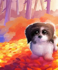 Dogs In Autumn Forest Paint By Number